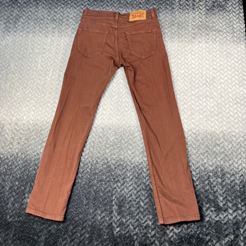 Levis 511 Jeans Mens 29x30 Rust Red Denim‎ Slim Fit Medium Wash Straight Leg